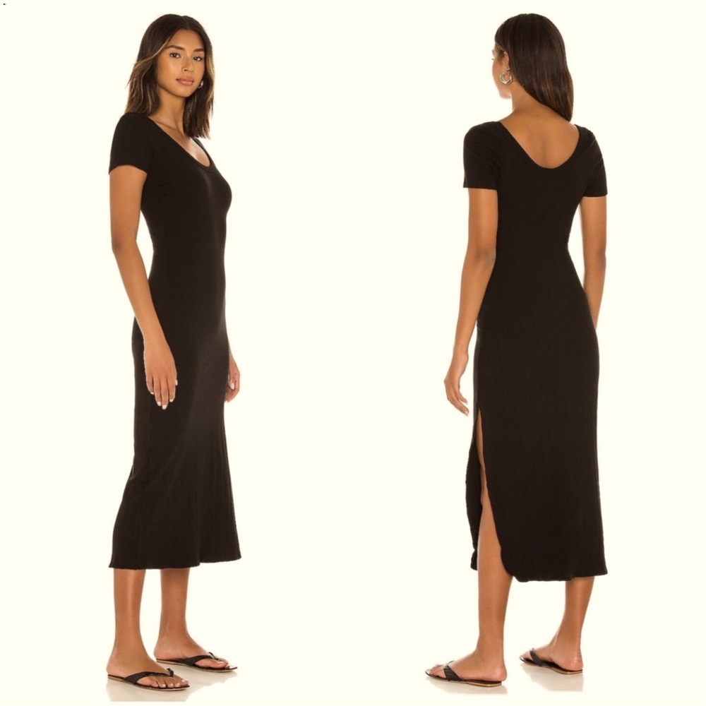 Vitamin A Catalina Black Organic Rib Midi Dress XS EUC